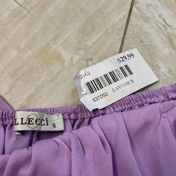 Cellecci Silk Purple Crop Top with Bow in the Back - Picture 3 of 3